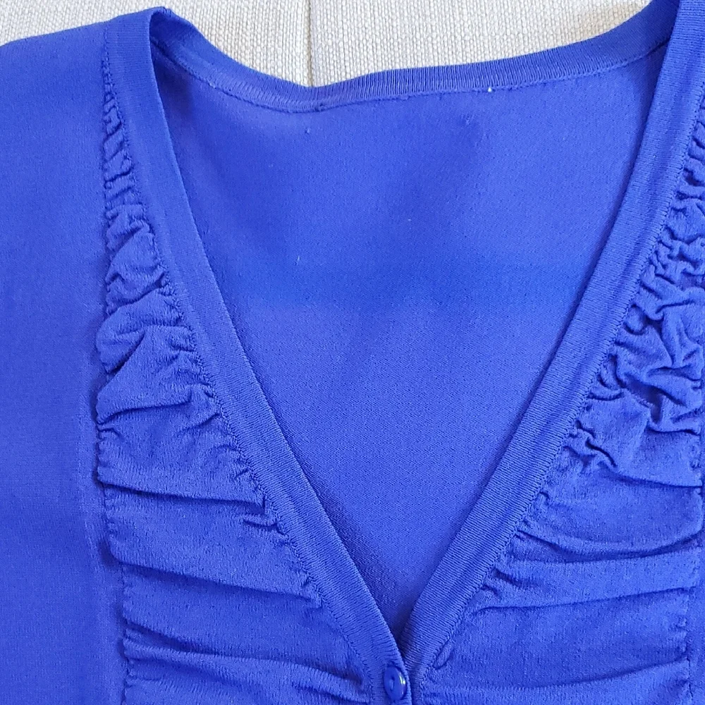 Vibrant Blue Ruched Cardigan - Picture 10 of 11